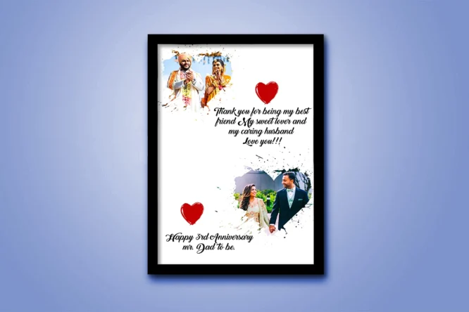 anniversary frame with text or wishes